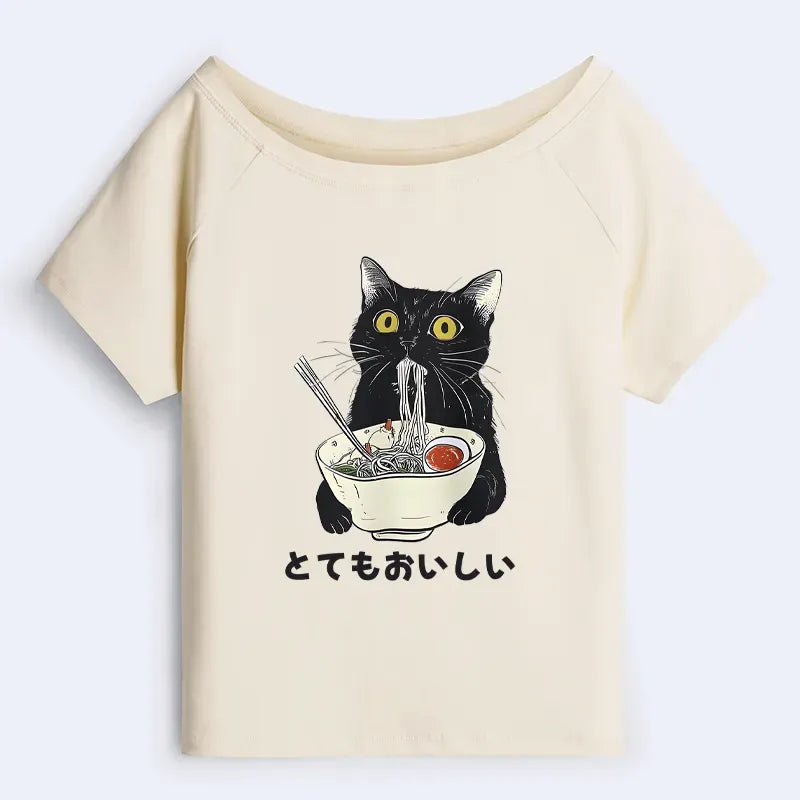Cute Cat Eating Ramen Kyoto Design