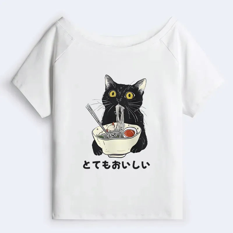 Cute Cat Eating Ramen Kyoto Design