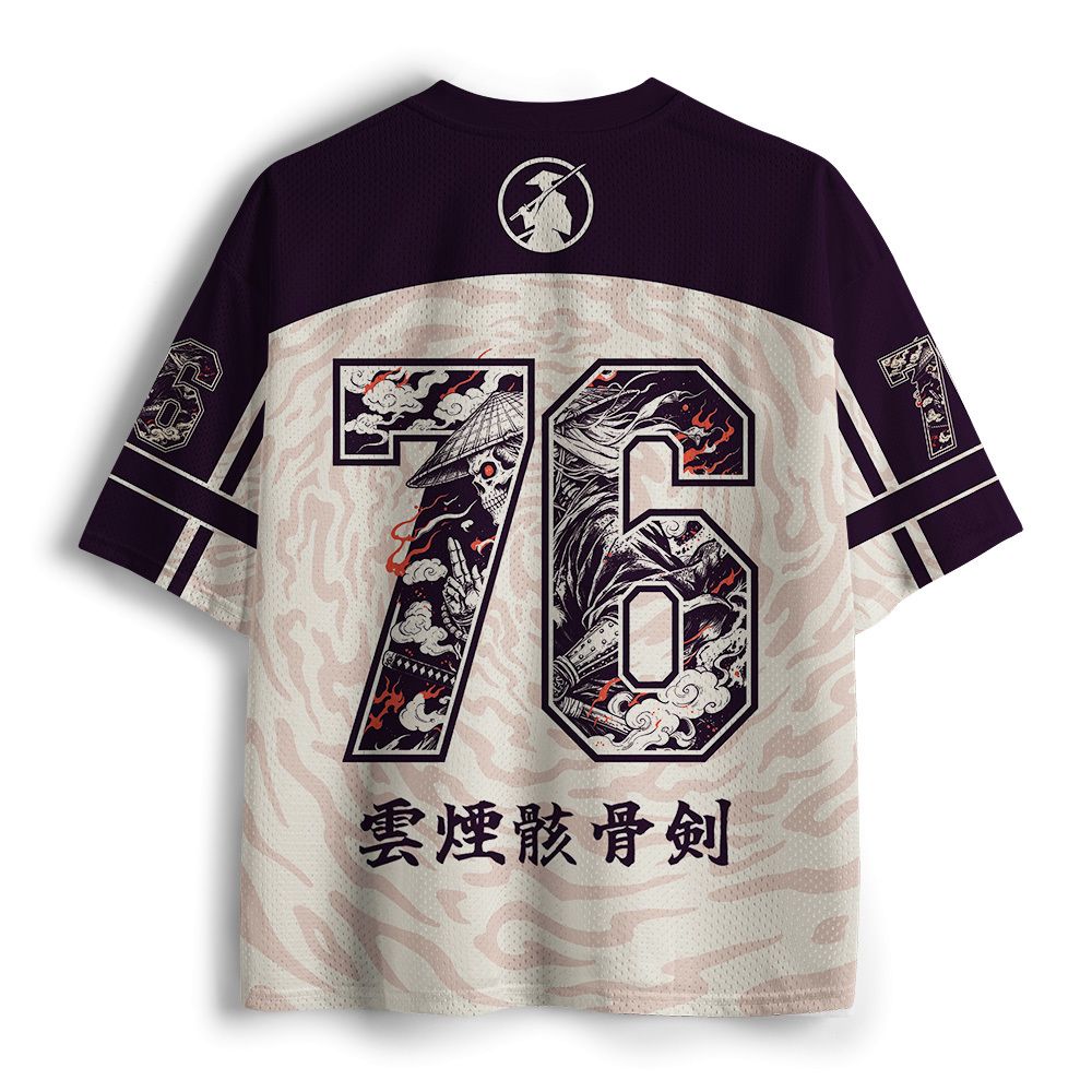 Kyoto-Lion Smoke Skull Japanese Samurai Mesh Jersey