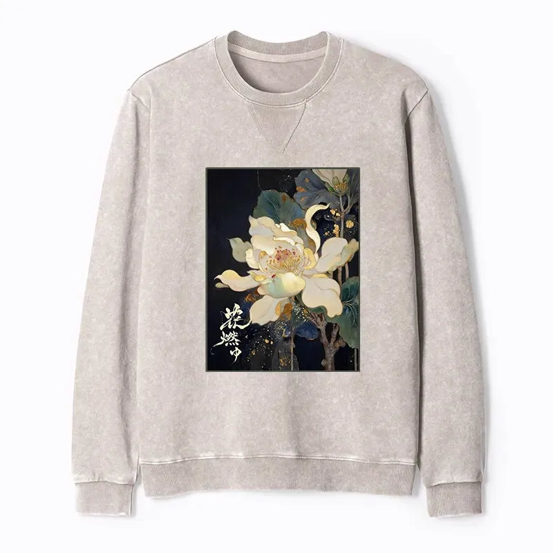 Japanese lotus sweatshirt limited edition for streetwear
