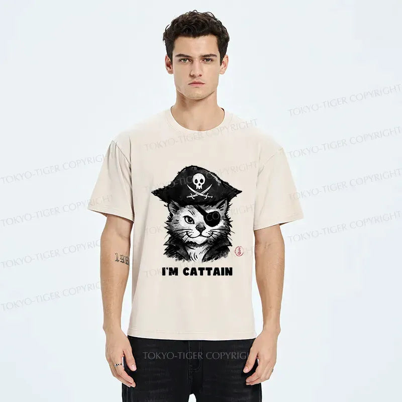 Japanese Pirate Cat Washed T-Shirt