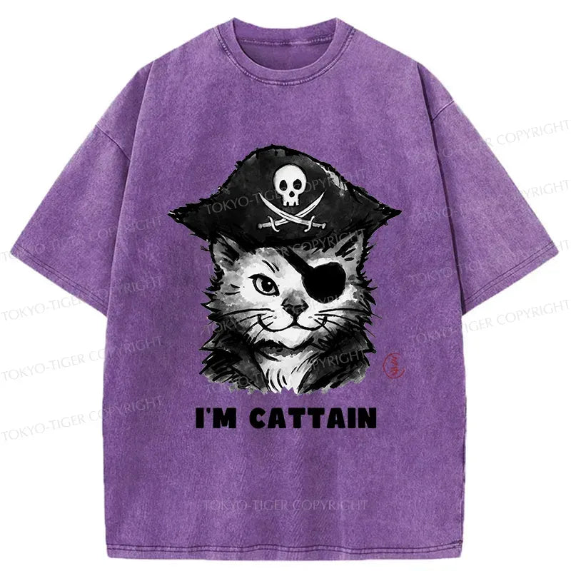 Japanese Pirate Cat Washed T-Shirt
