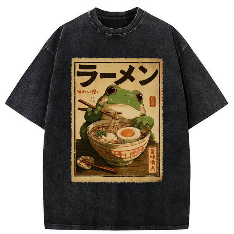 Japanese Vintage Washed T-Shirt for Daily Wear