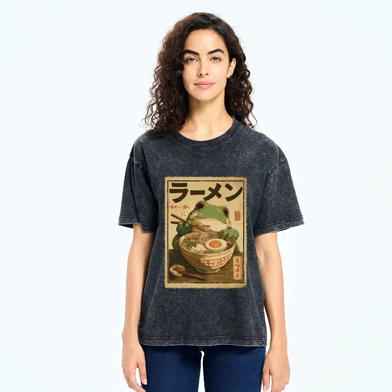 Japanese Vintage Washed T-Shirt for Daily Wear