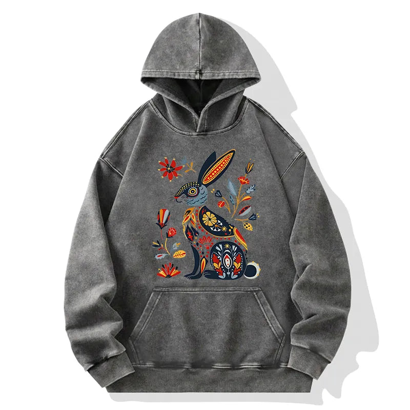Kyoto-Lion Folk Hare Bloom Washed Hoodie