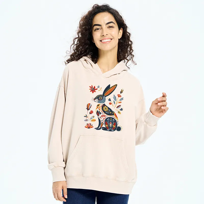 Kyoto-Lion Folk Hare Bloom Washed Hoodie