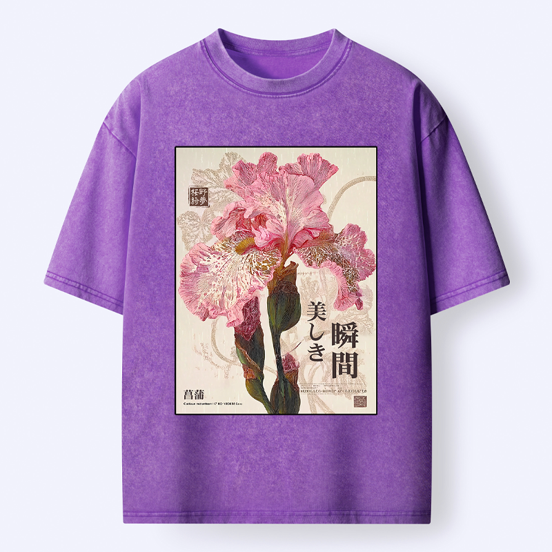 Kyoto-Lion Iris Elegance Poster Washed T-Shirt