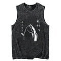 japanese fish design washed tank top