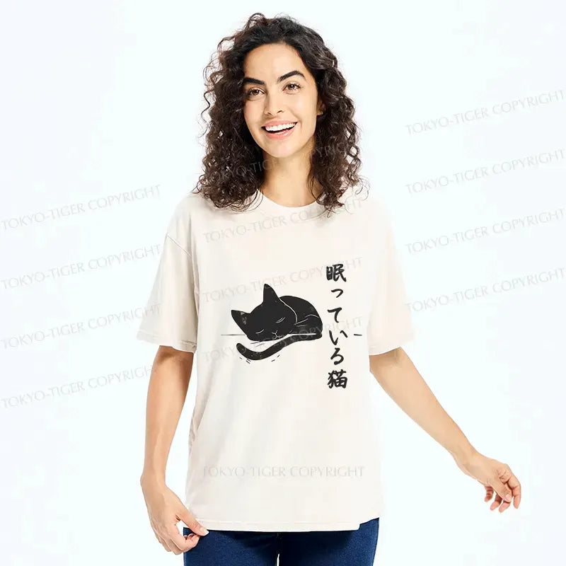 Unisex Kyoto Sleeping Cat Tee for Summer Vacation