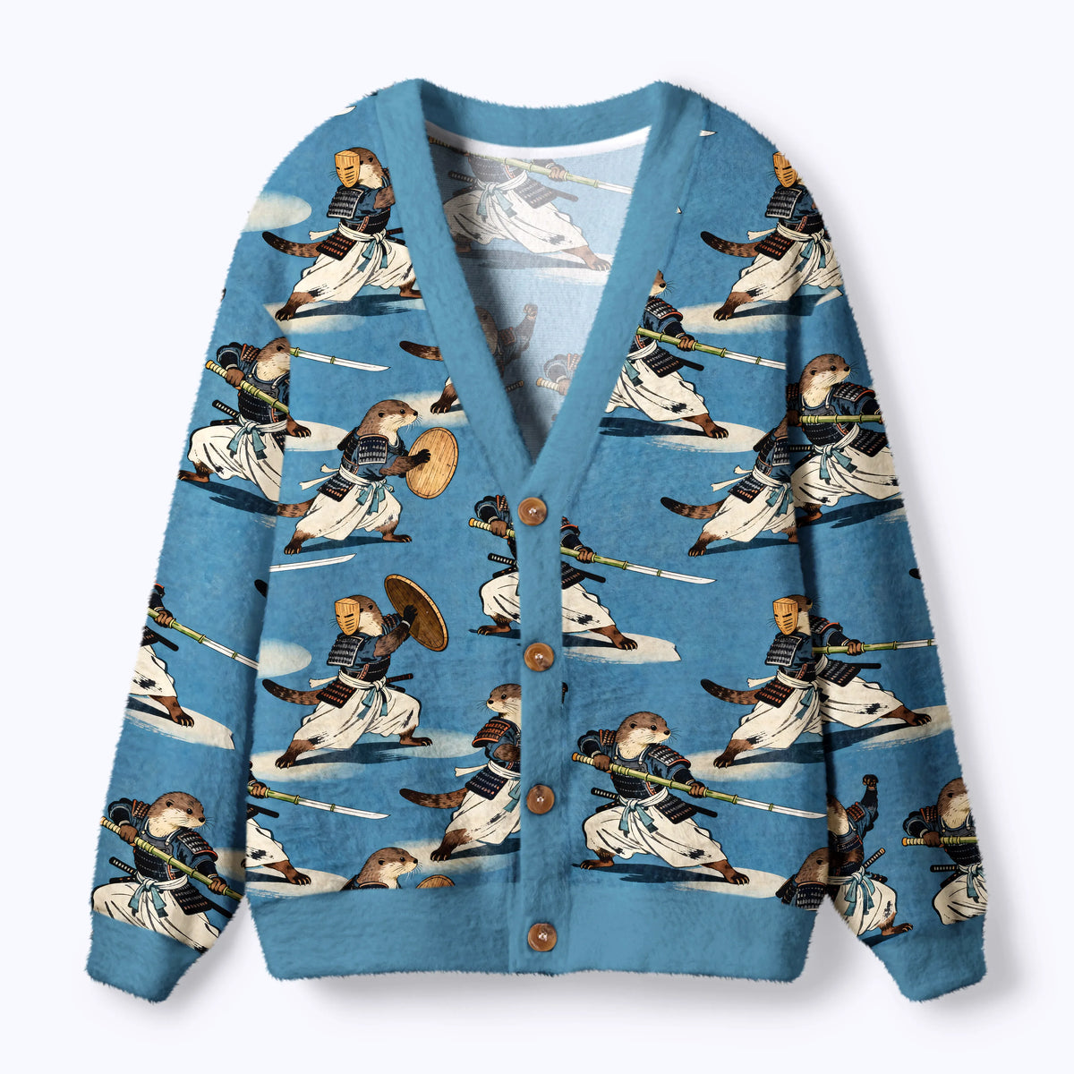 Kyoto-Lion Otter Samurai Ugly Cardigan Sweater