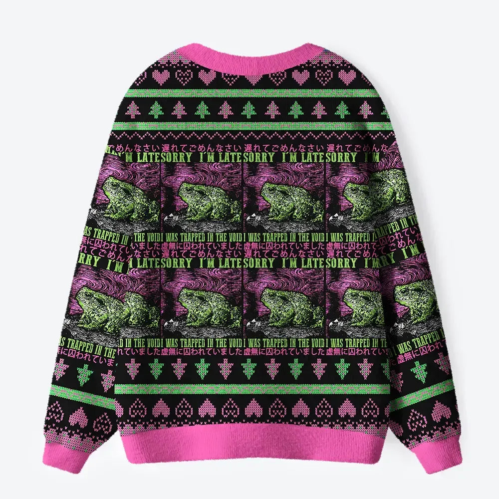 Kyoto-Lion Frogs Trapped In The Void Ugly Cardigan Sweater
