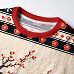 Kyoto-Lion Leisurely Cat Is Drinking Tea Christmas Ugly Sweatshirt