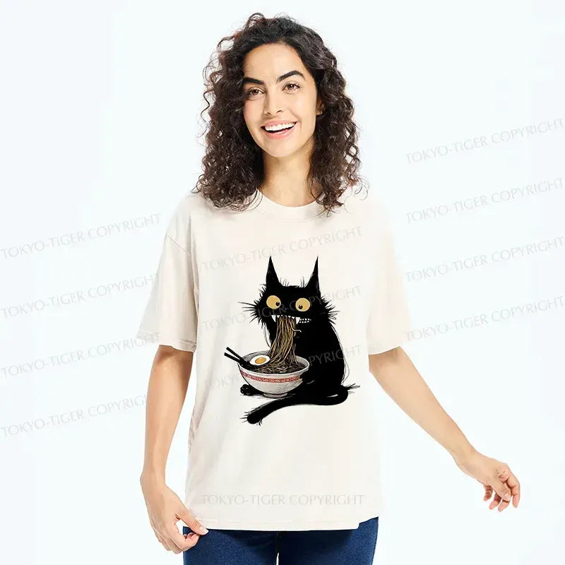 Trendy Kitten Ramen Tee for Vacation