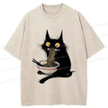 Japanese Cat Ramen Washed T-Shirt
