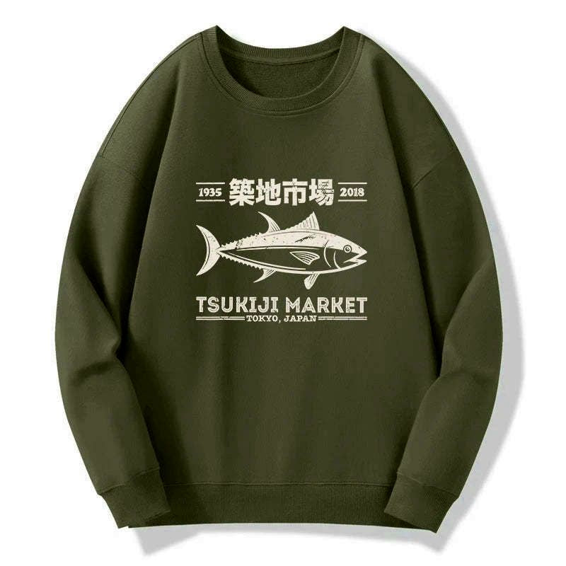 Retro Tokyo Fish Market Sweatshirt Free Shipping