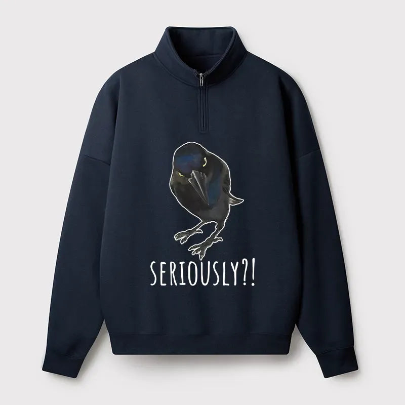 Kyoto-Lion Raven's Question Half Zip Fleece Sweatshirt