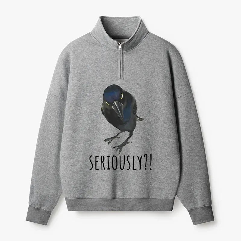 Kyoto-Lion Raven's Question Half Zip Fleece Sweatshirt