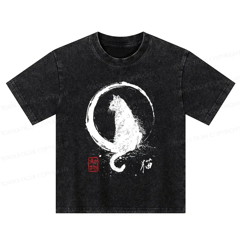 washed black cat tee for kids on sale