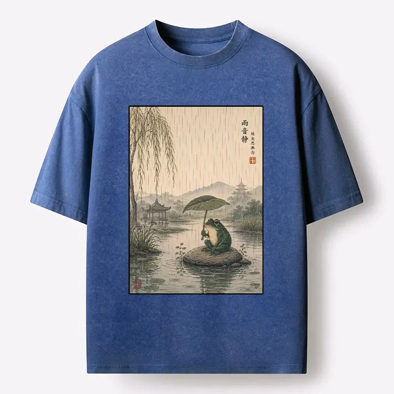 Washed Frog T-Shirt with Lotus Leaf