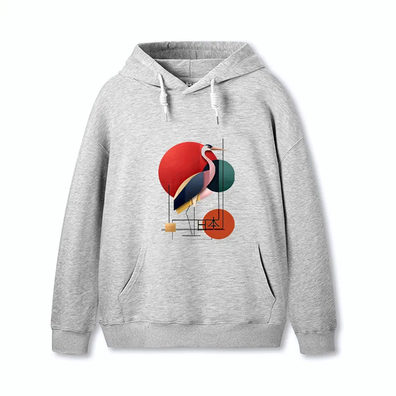 Kyoto-Lion Geometric Crane Art Classic Hoodie