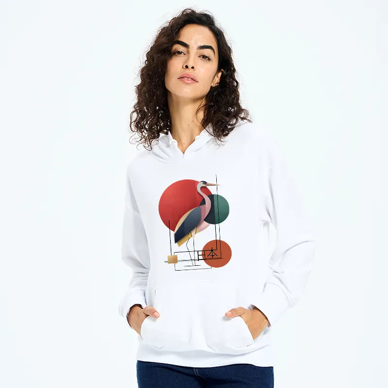 Kyoto-Lion Geometric Crane Art Classic Hoodie