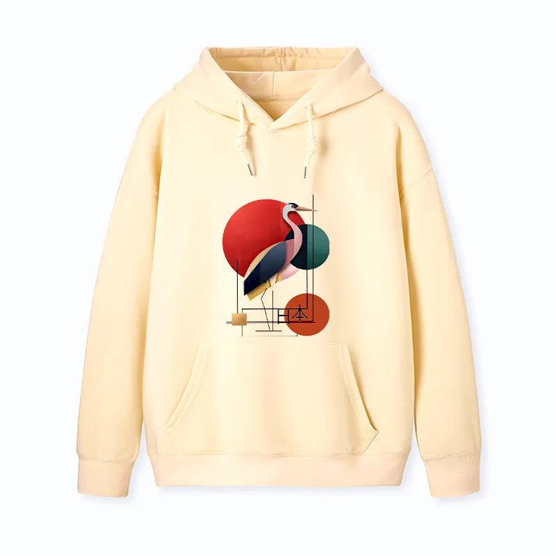 Kyoto-Lion Geometric Crane Art Classic Hoodie