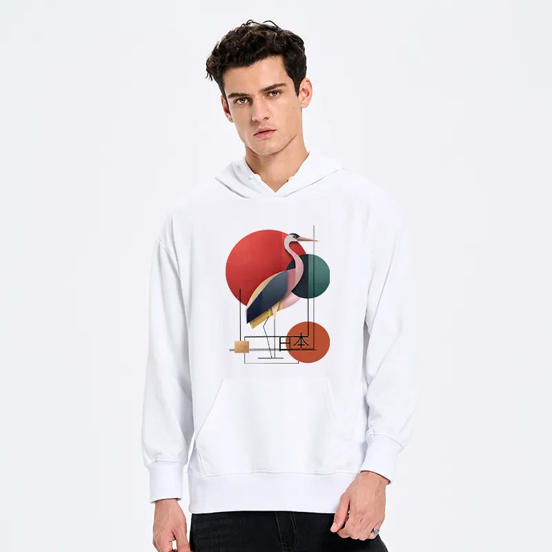 Kyoto-Lion Geometric Crane Art Classic Hoodie