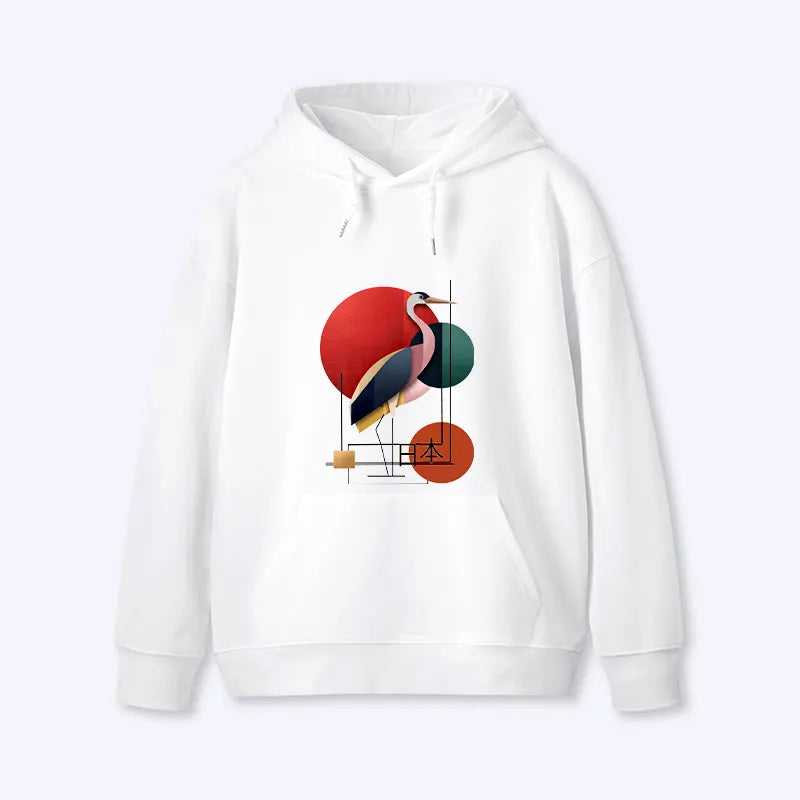 Kyoto-Lion Geometric Crane Art Classic Hoodie