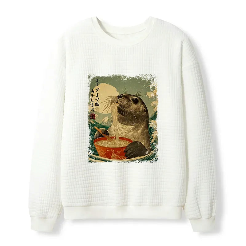 Kyoto-Lion Slurp Like a Seal Waffle Sweatshirt