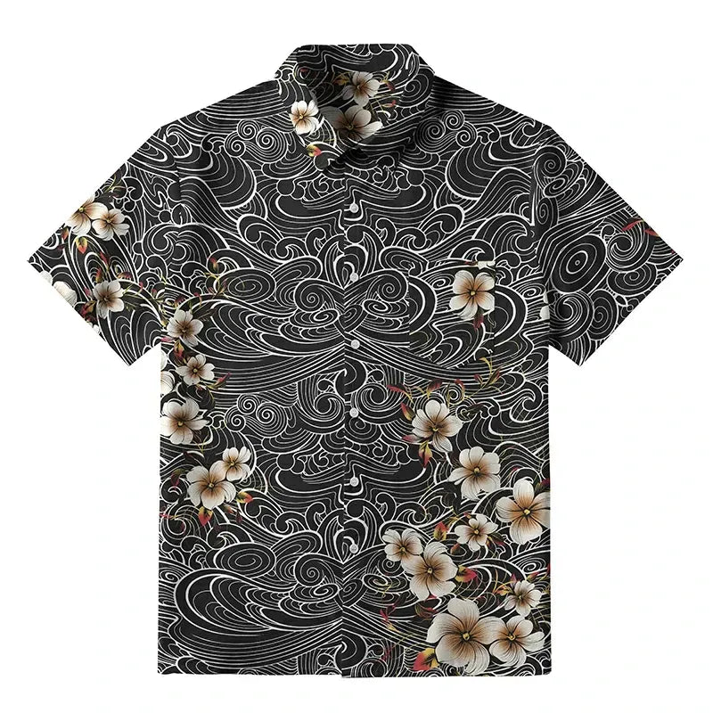 Kyoto-Lion Floral Whirl Button-up Shirt