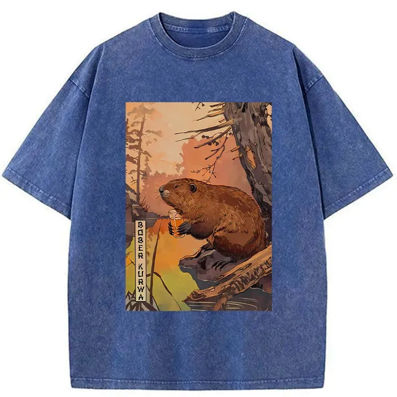 Kyoto-Lion Beaver By The River Washed T-Shirt