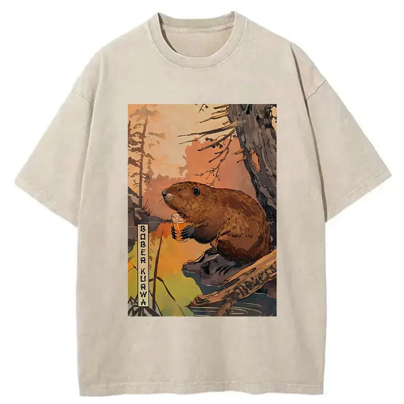 Kyoto-Lion Beaver By The River Washed T-Shirt