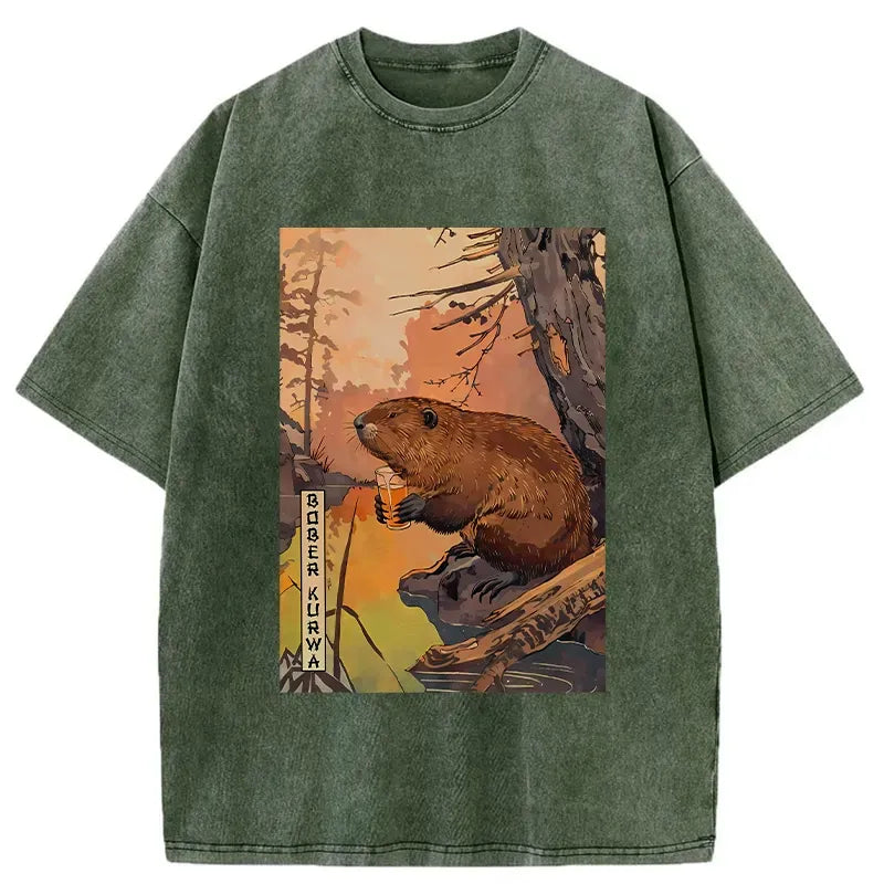 Kyoto-Lion Beaver By The River Washed T-Shirt