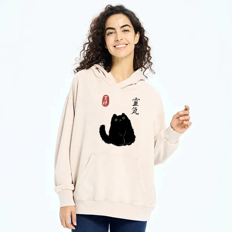 Kyoto-Lion Black Civet Cat Washed Hoodie