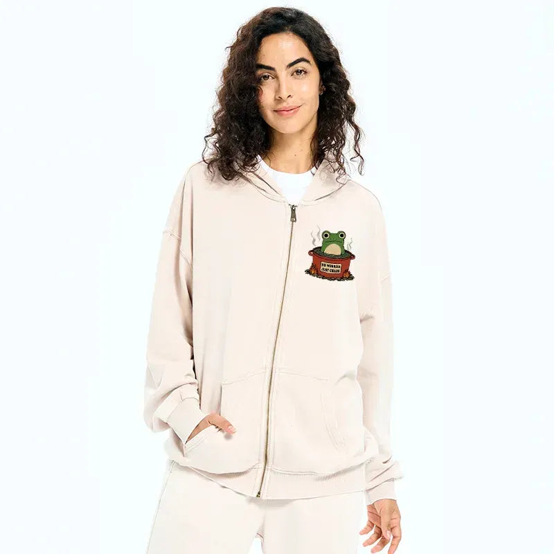Kyoto-Lion Frog£ºNo Worries£¬Just Chaos Washed Zip Hoodie