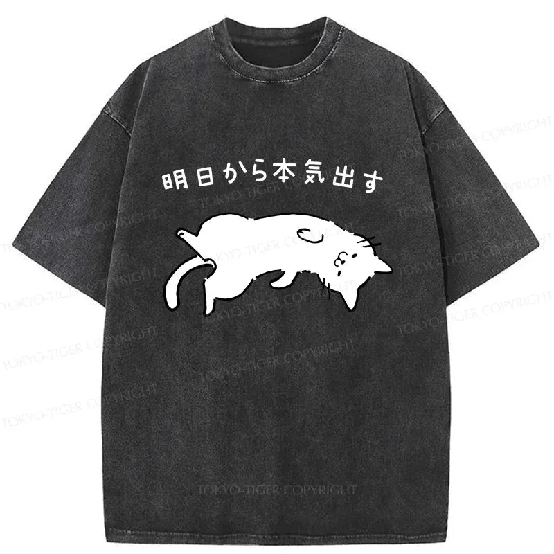 Lazy Cat Vintage T-Shirt for Daily Wear