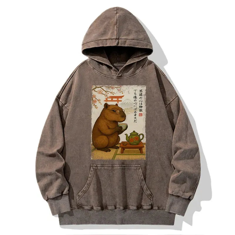 Washed Capybara Hoodie Trendy Style
