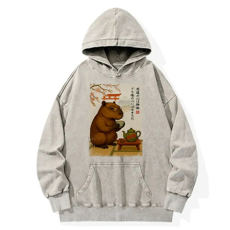 Washed Capybara Hoodie Trendy Style