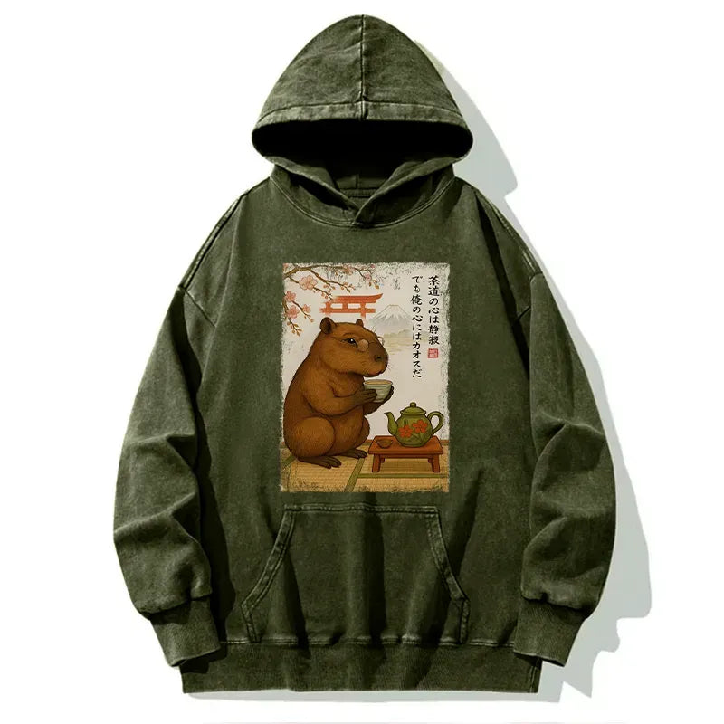 Washed Capybara Hoodie Trendy Style