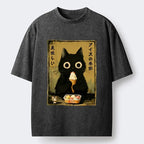 Japanese Unisex Cat Tee for Streetwear