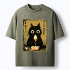 Japanese Unisex Cat Tee for Streetwear