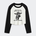 Trendy Japanese Women's Crop Raglan T-Shirt