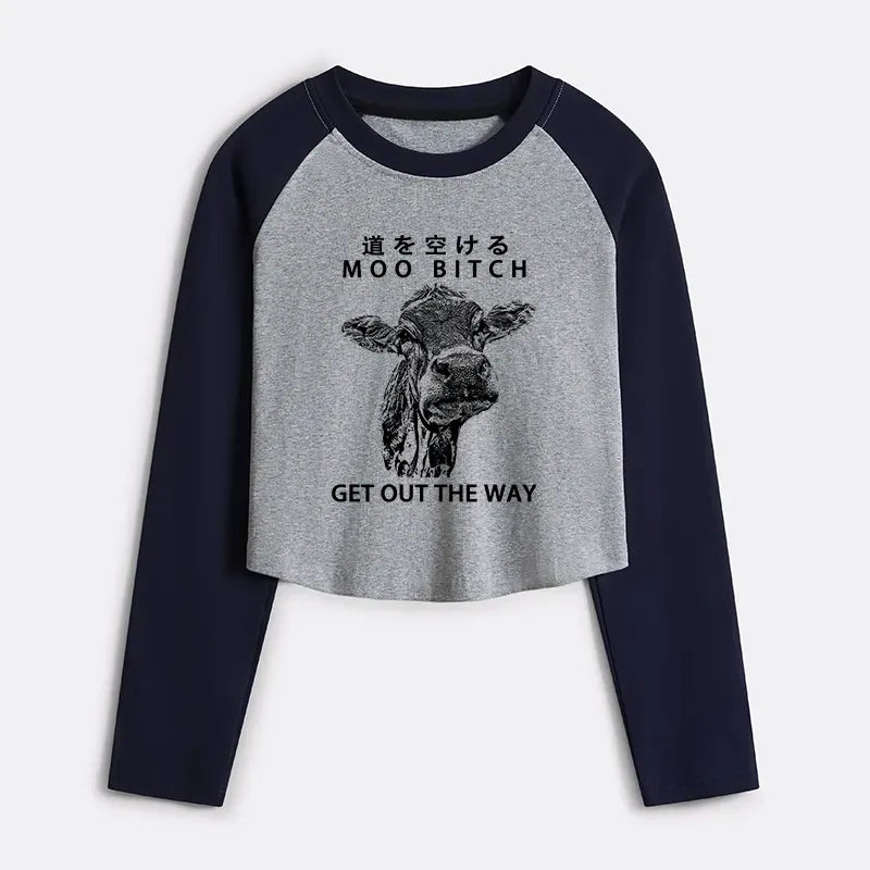 Comfortable Kyoto Lion Raglan Crop Tee