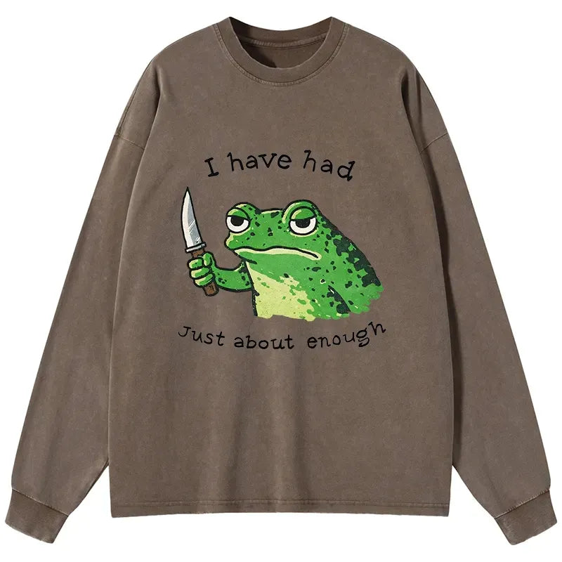 Kyoto-Lion Impatient Frog Washed Long Sleeve T-Shirt