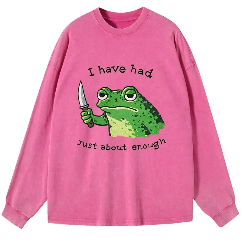 Kyoto-Lion Impatient Frog Washed Long Sleeve T-Shirt
