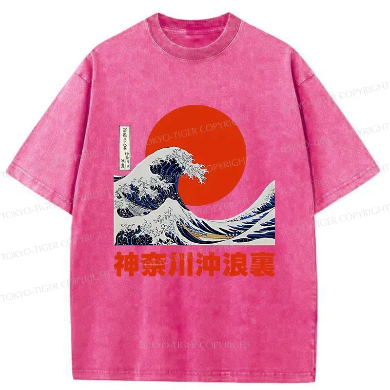 Kyoto-Lion The Great Wave Off Kanagawa Washed T-Shirt