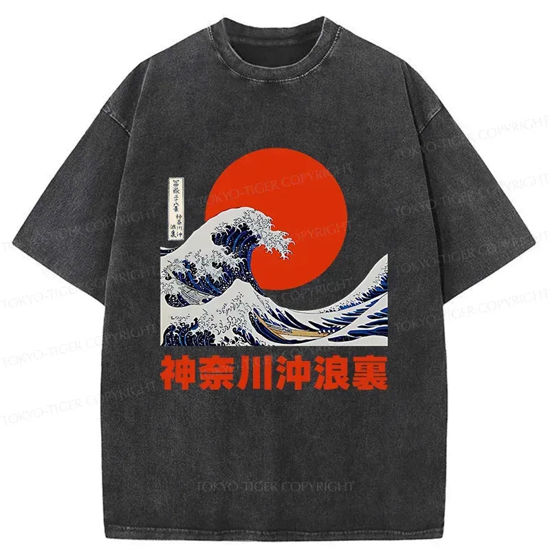 Kyoto-Lion The Great Wave Off Kanagawa Washed T-Shirt