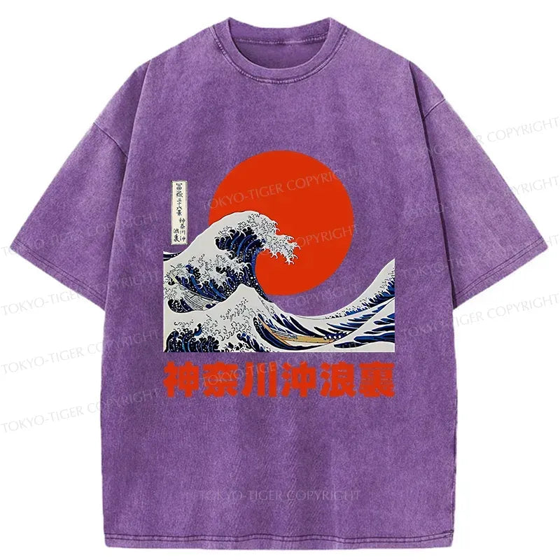 Kyoto-Lion The Great Wave Off Kanagawa Washed T-Shirt