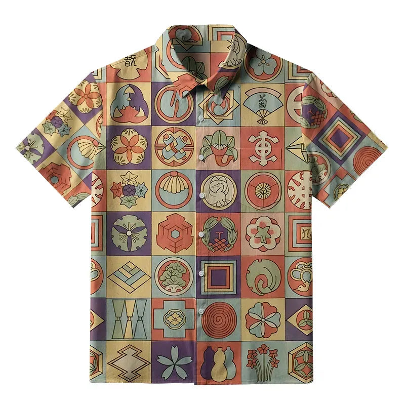 Unisex Japanese Symbolic Shirt for Summer