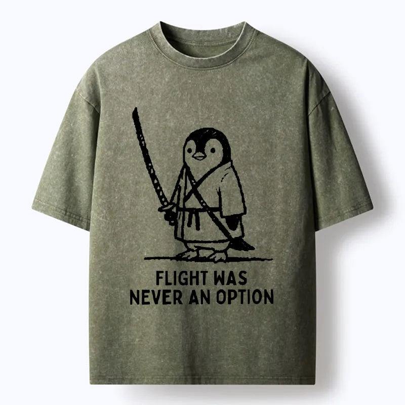Kyoto-Lion Funny Samurai Penguin With Sword Meme Washed T-Shirt